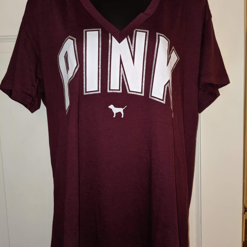 Victoria secret pink tee burgandy